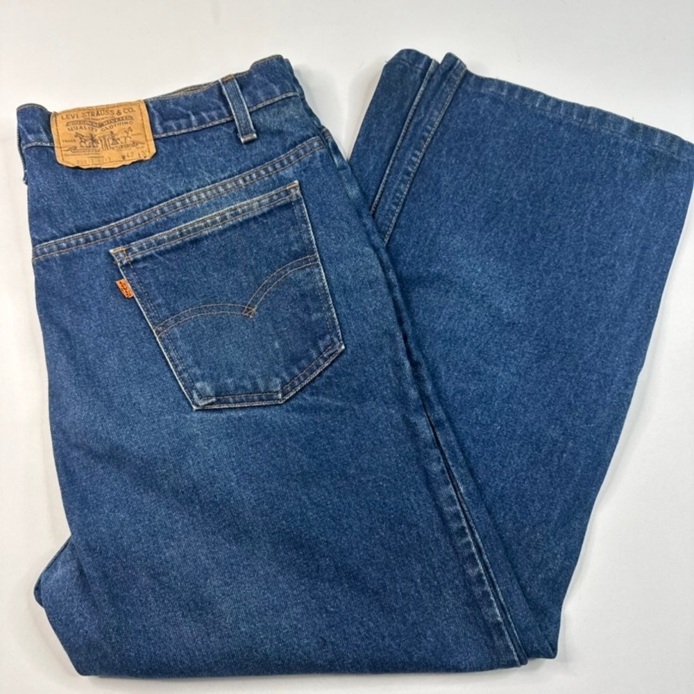 Vtg 70s Levi's 517 Orange Tab Jeans Mens Fit 39x26 Blue Bootcut Made in USA